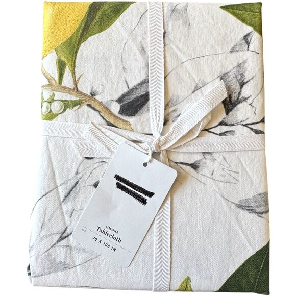 Williams Sonoma Limone 100% Cotton Twill Table Cloth Kitchen Linens Lemons Italy - Picture 1 of 8